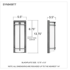 QUOIZEL Quoizel SYN8406TT Syndall Outdoor Wall Lantern 17W 13.75in H x 5.5in W