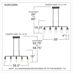 QUOIZEL Quoizel SQR538RK Squire Linear Chandelier 100 Watts 38 inch 5 Light