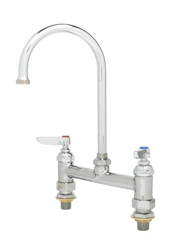 T&S BRASS T&S Brass B-0321-CC-CR 8 inches c/c Deck Mount Faucet, Swivel Gooseneck, Lever Handles, 00CC Inlets & Ceramas