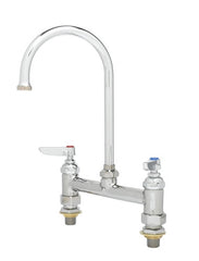 T&S BRASS T&S Brass B-0321-CC-CR 8 inches c/c Deck Mount Faucet, Swivel Gooseneck, Lever Handles, 00CC Inlets & Ceramas