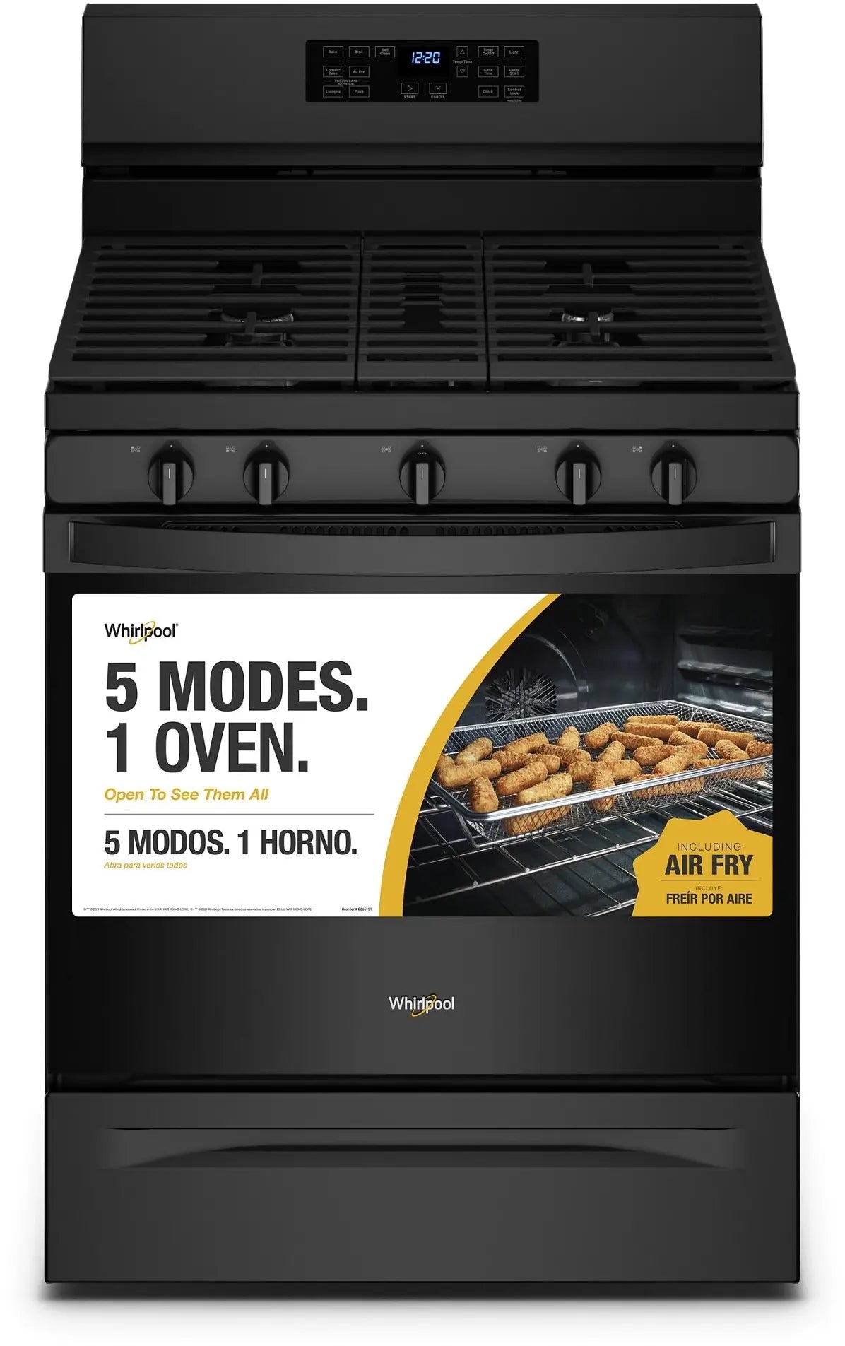 WHIRLPOOL Whirlpool WFG550S0LB Gas 5-in-1 Air Fry Oven 5.0 Cu. Ft.