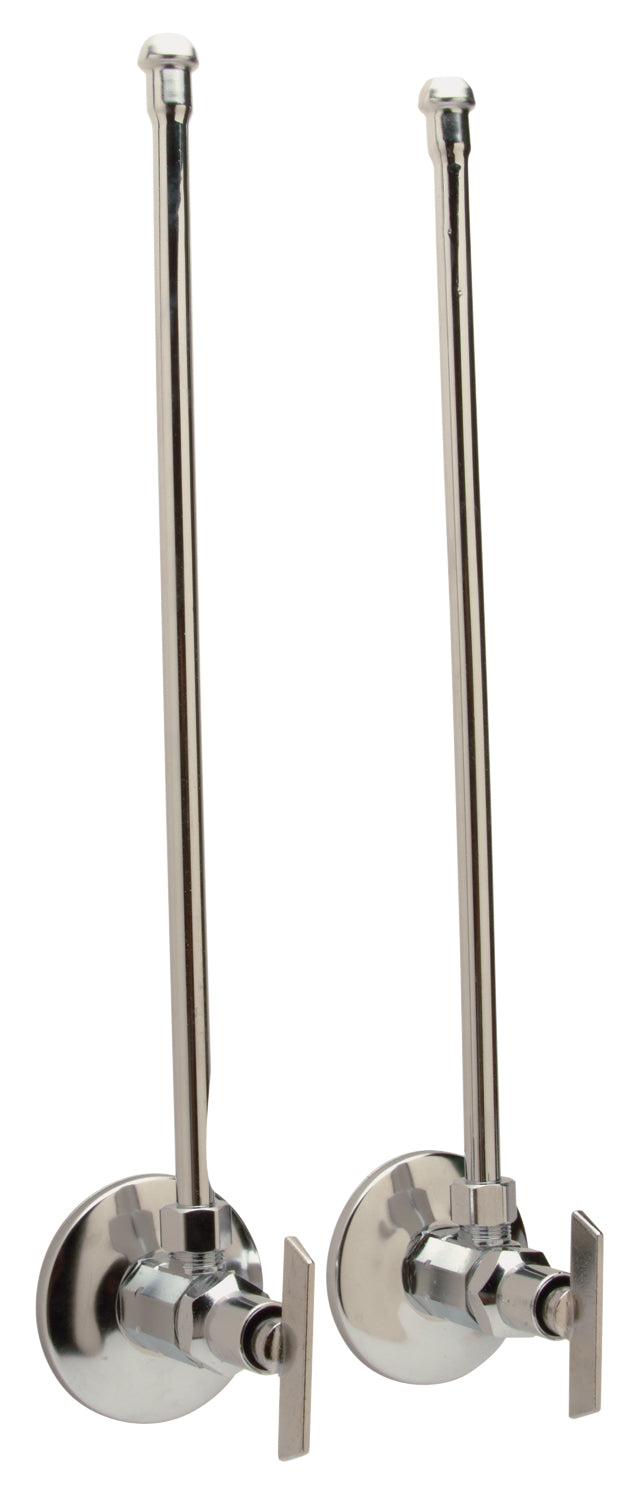 ZURN Zurn Z8802XLRLKPC Lav Supply Kit W/ 2 Ea 3/8 inchesOD X 1/2 inchesIP Lk Angle Stops 12 inches Cp Risers & Escutcheons