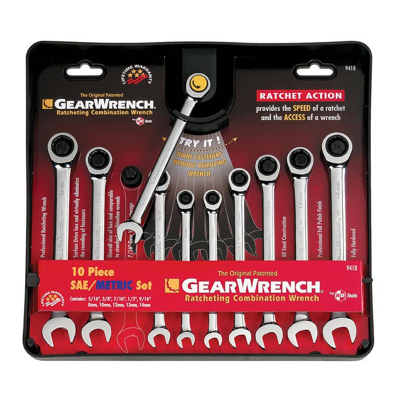 APEX TOOL GROUP Apex Tool Group 9418 10 pc. combination ratcheting wrench set sae/metric