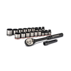 APEX TOOL GROUP Apex Tool Group CSWS38B Crescent 3/8 in. Drive Metric And Sae 6 Point Socket Wrench Set 20 Pc.
