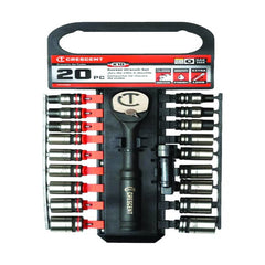 APEX TOOL GROUP Apex Tool Group CSWS38B Crescent 3/8 in. Drive Metric And Sae 6 Point Socket Wrench Set 20 Pc.