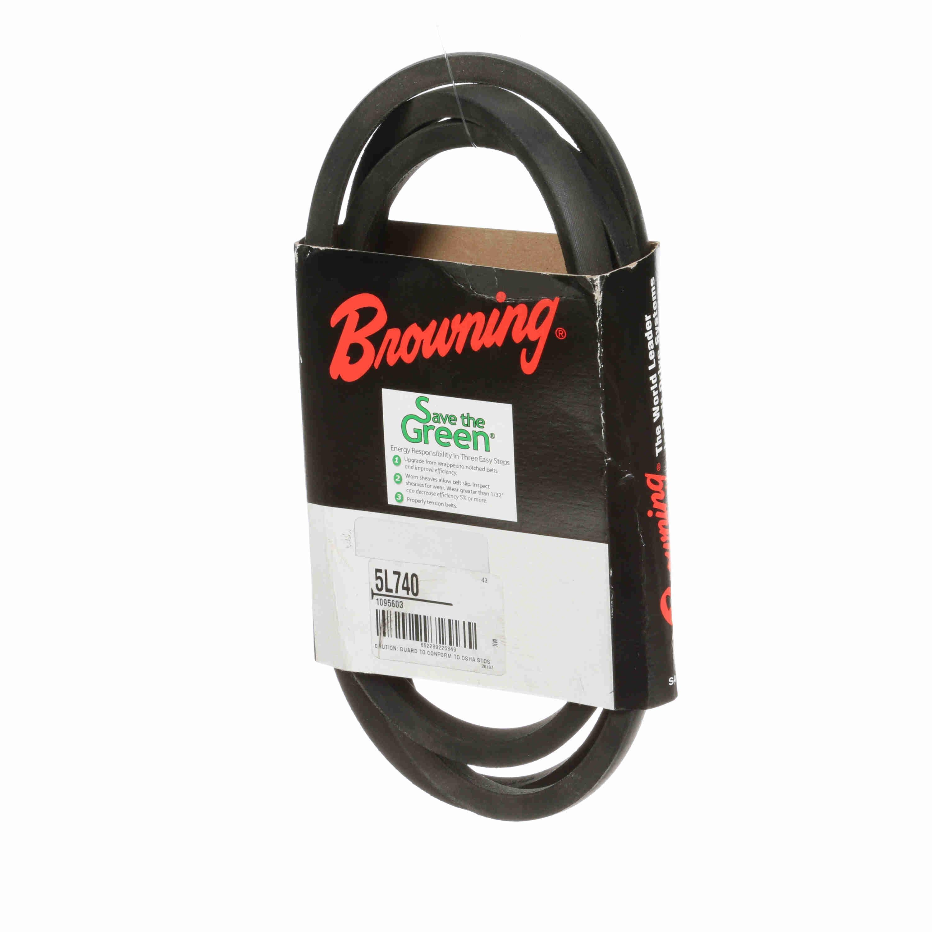 BROWNING Browning 1095603 V-Belt FHP 74 in Outside Length 5L Section Size 5L740