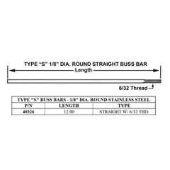 CROWN ENGINEERING Crown Engineering 40326 Type S Buss Bar 12 inch