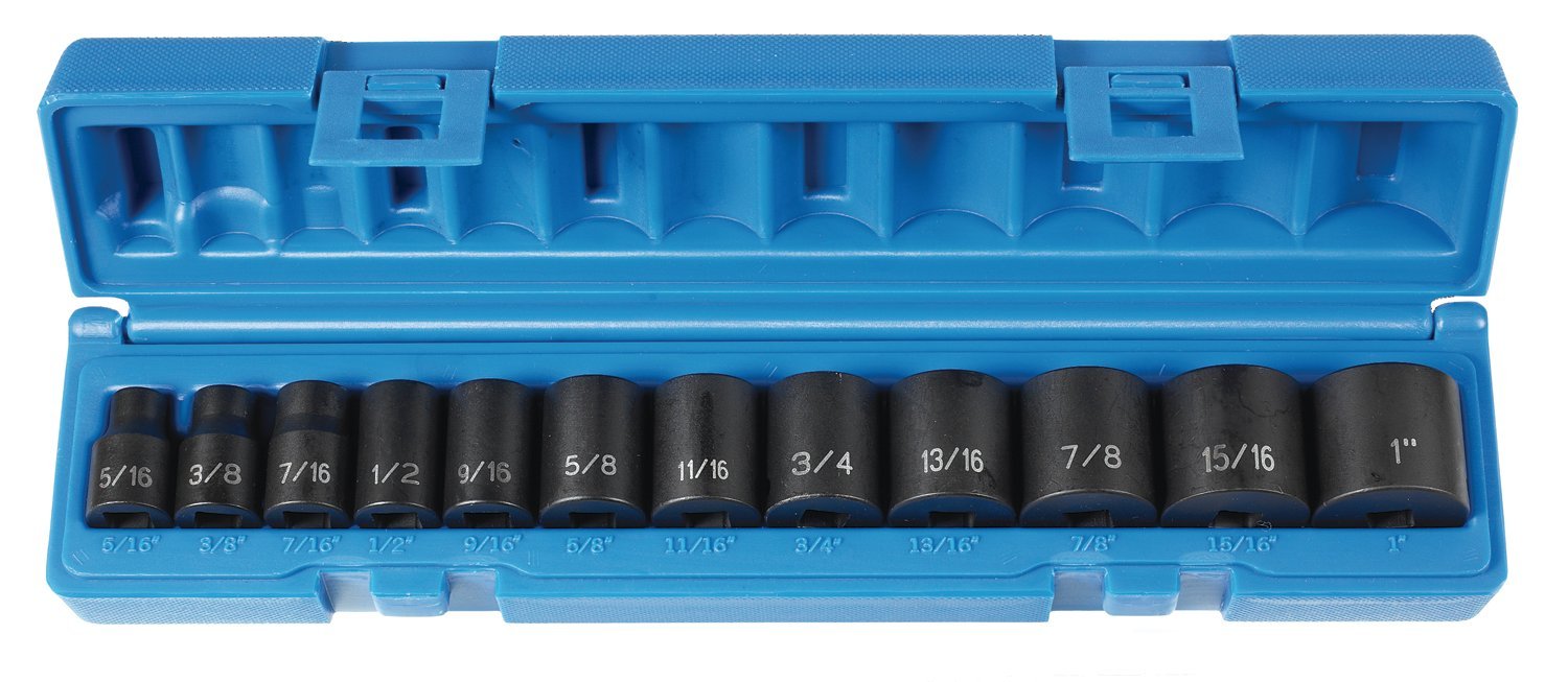 GREY PNEUMATIC Grey Pneumatic 1213 3/8 drive 12 piece standard set impact SAE 6-point 5/16 in to 1 in standard length