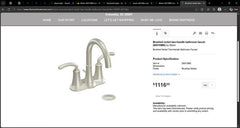 MOEN Moen S6510BN Bathroom Sink Faucet 2-Handle Centerset High-Arc 1.5 GPM