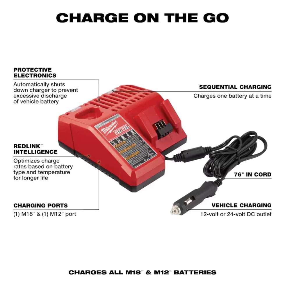 MILWAUKEE Milwaukee 48-59-1810 M18 Bare Tool Vehicle Charger 12/24V Input 12-18V Output