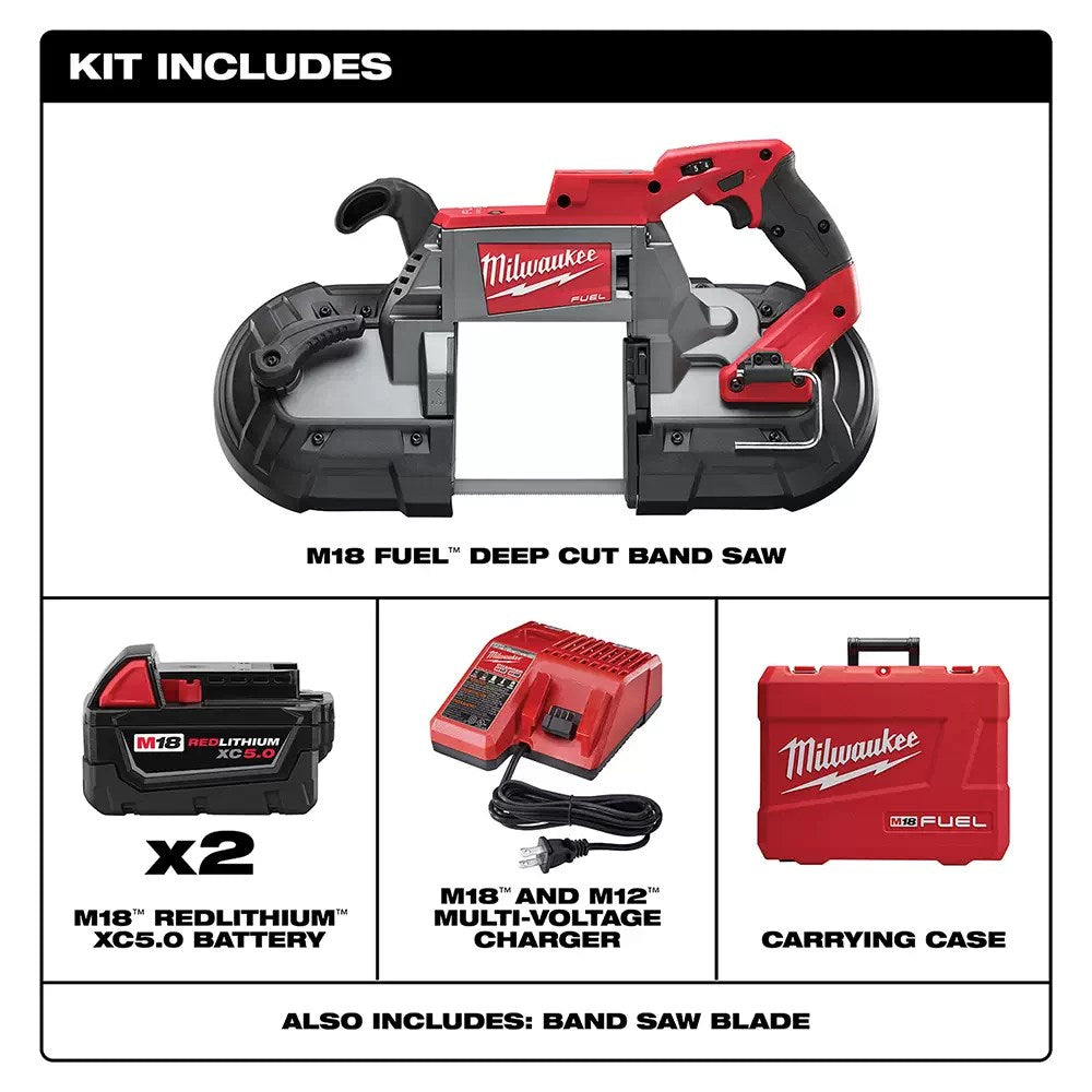 MILWAUKEE Milwaukee MILW-2729-22 M18 Fuel 18 Volt Lithium-Ion Brushless Cordless Deep Cut Band Saw Two Battery Kit