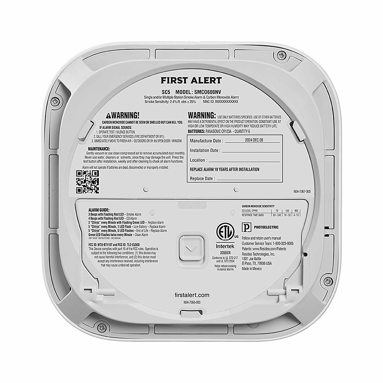 BRK ELECTRONICS Resideo BSMCO600NVBX1 Battery Smart Smoke & Carbon Monoxide Alarm