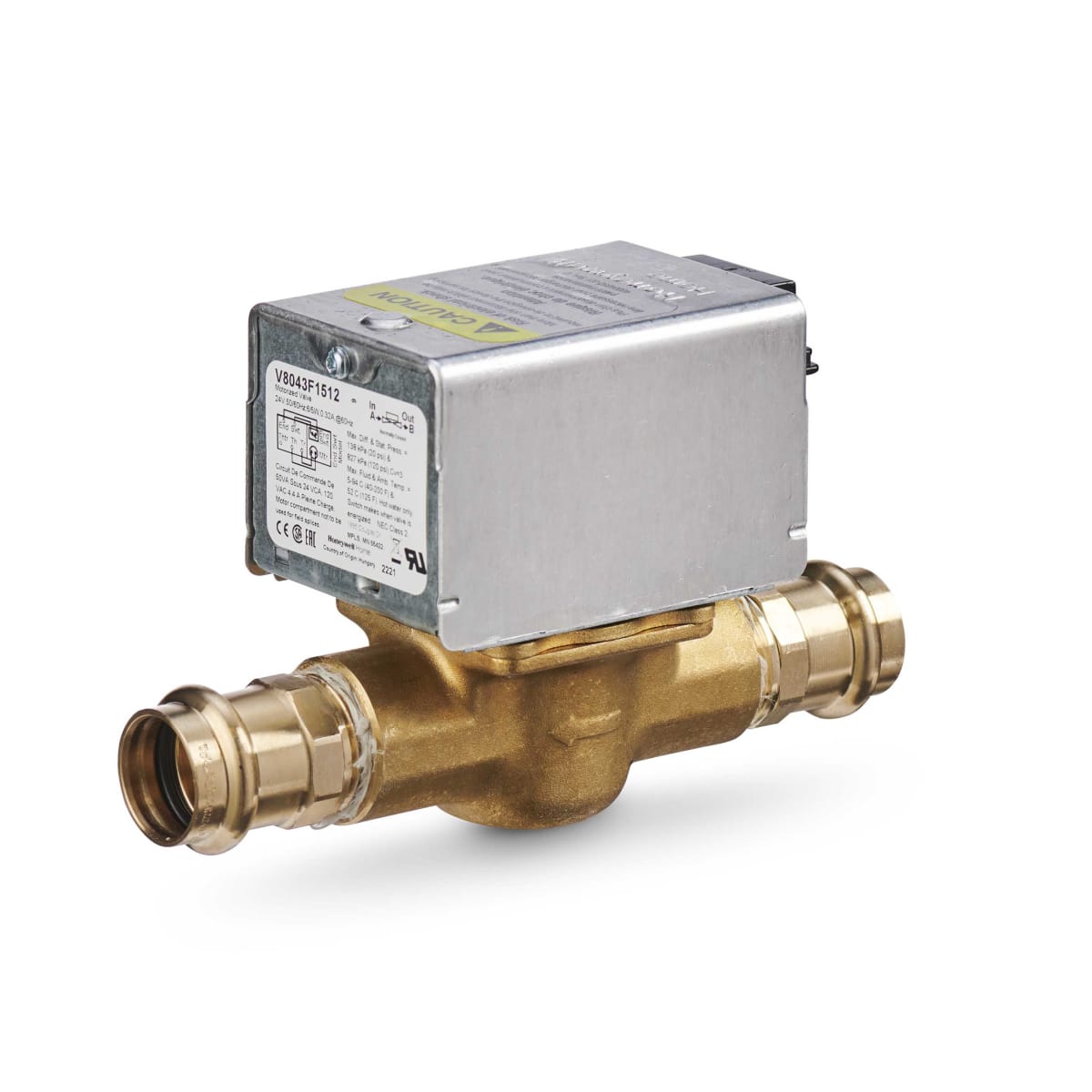 RESIDEO Resideo V8043F1513/U 24 Vac 1 In Pro Press Zone Valve With Terminal Block Connections And End Switch