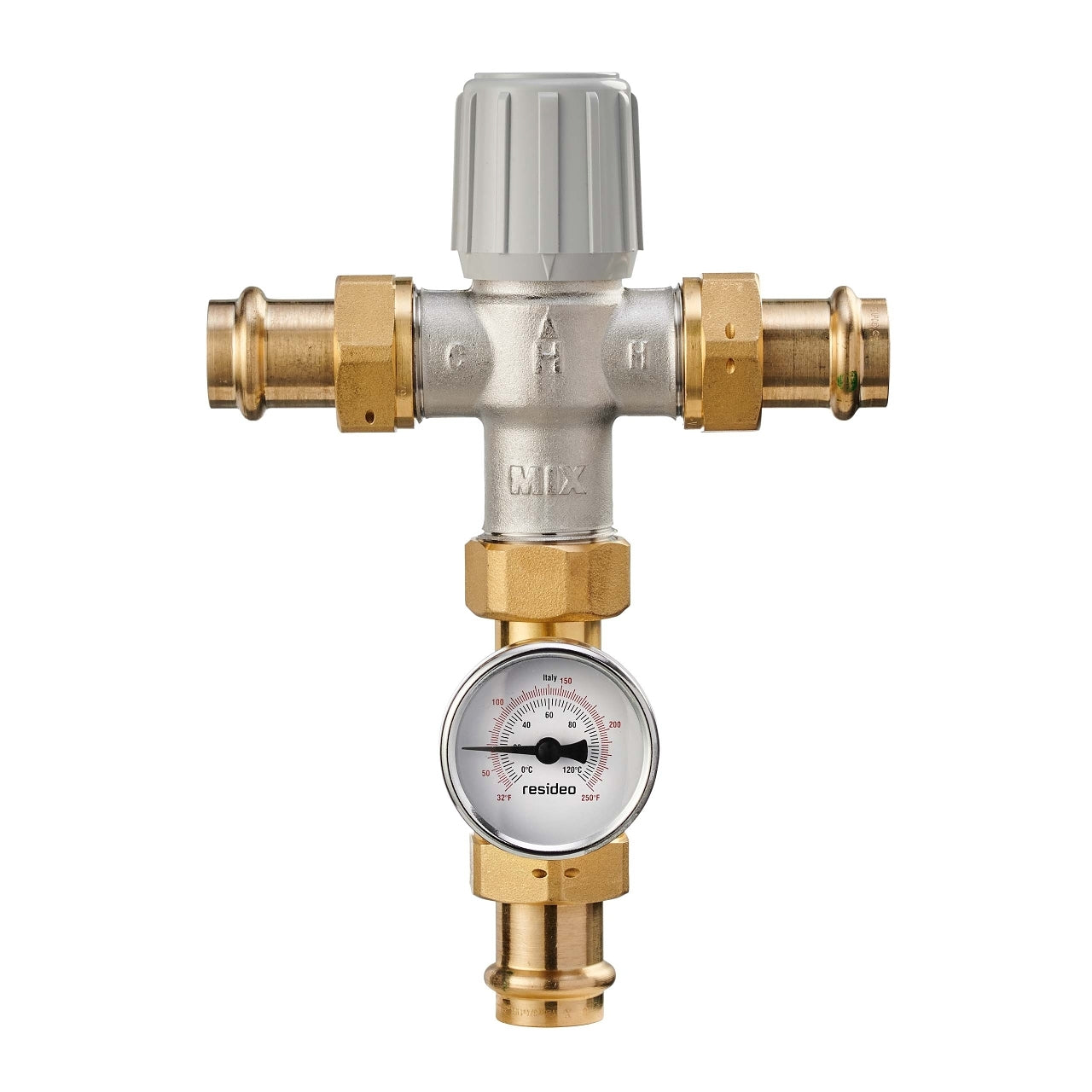 RESIDEO Resideo AM-102-UPTG-1LF/U 1 in union press with temp gauge mixing valve