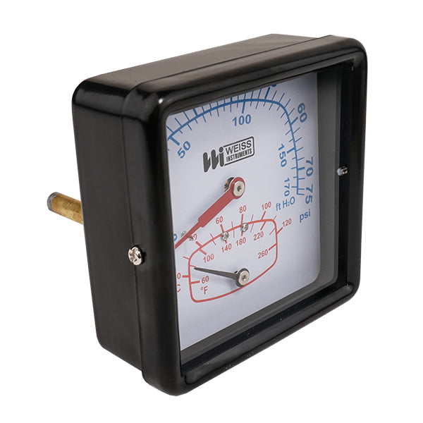 WEISS INSTRUMENTS Weiss Instruments CTP40RSX Tri-O-Meter 3-1/2 inch Dial 1/2 inch NPT Rear Mount