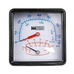 WEISS INSTRUMENTS Weiss Instruments CTP40RSX Tri-O-Meter 3-1/2 inch Dial 1/2 inch NPT Rear Mount