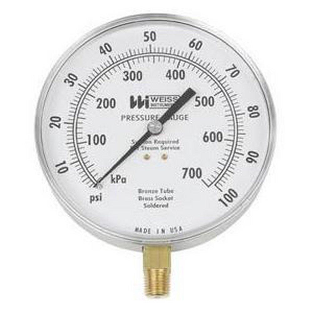 WEISS INSTRUMENTS Weiss Instruments 4CTS-060-4L 4 1/2 inch Dial Pressure Gauge 0-60 PSI 1/4 inch NPT