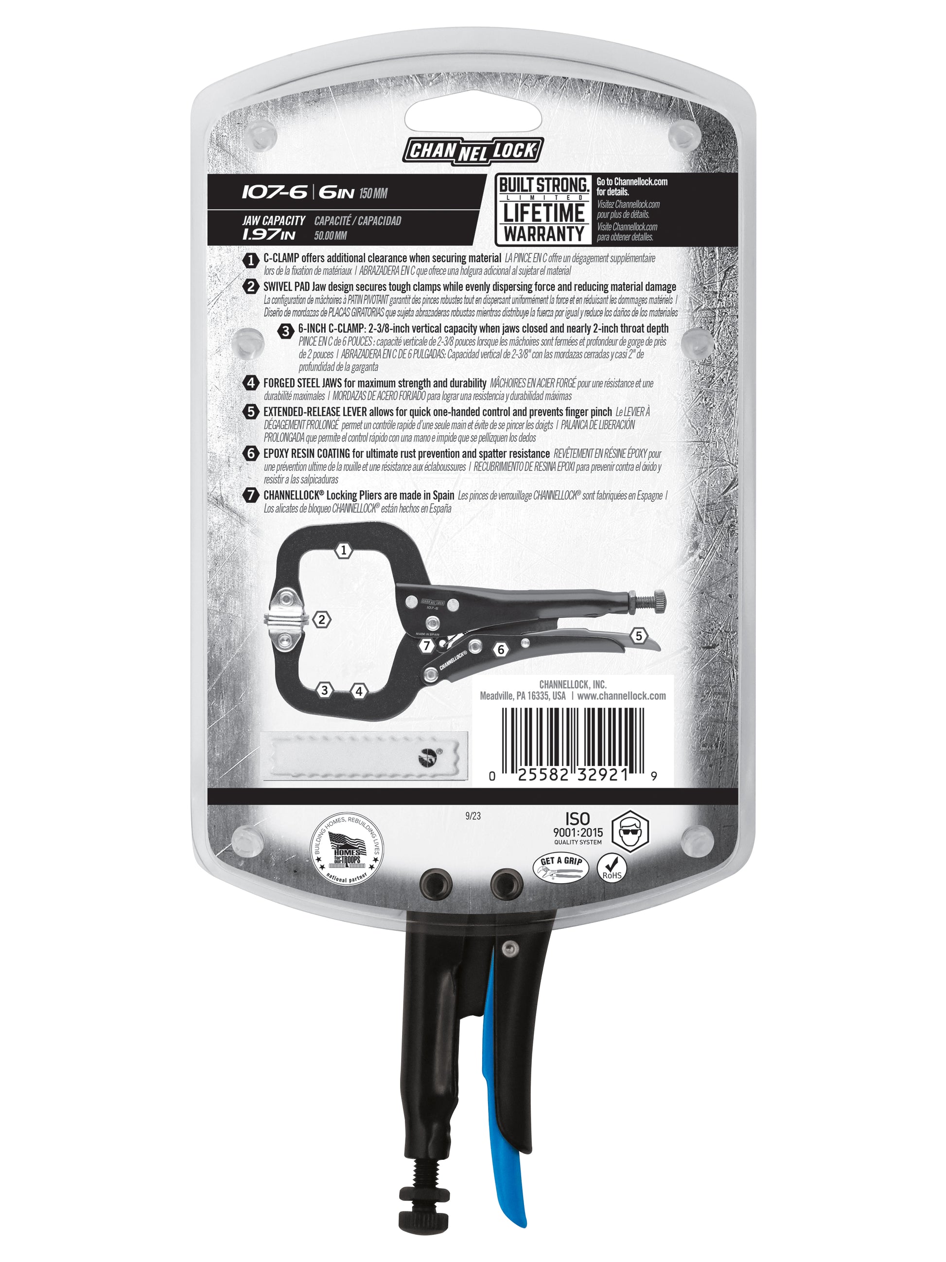 CHANNELLOCK Channellock 107-6 6-inch C-Clamp Locking Pliers with Swivel Pads