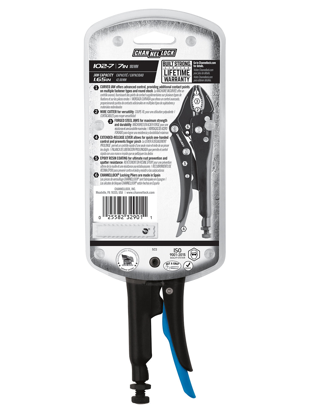 CHANNELLOCK Channellock 102-7 7-inch curved jaw locking pliers w/ cutter