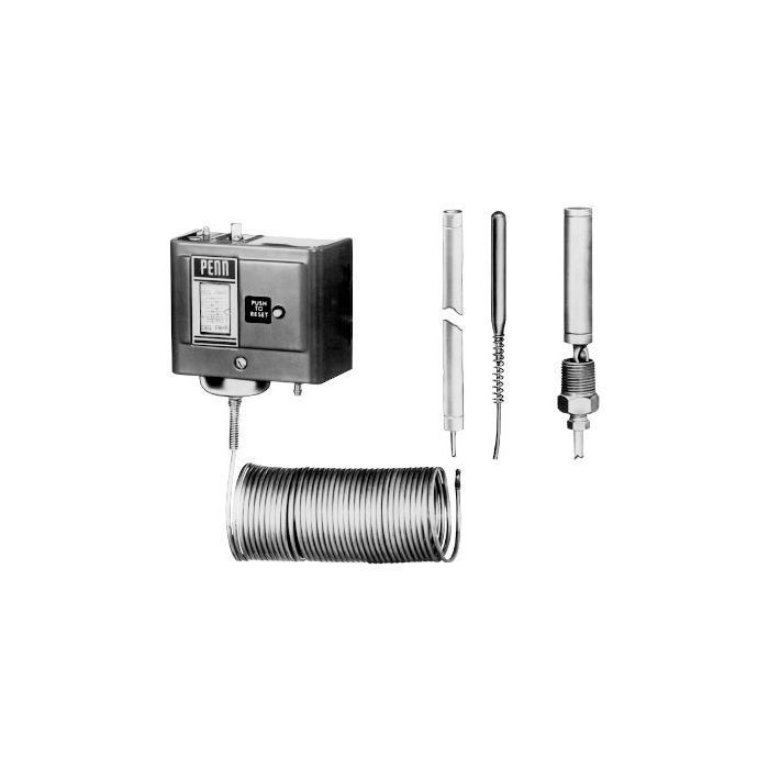 JOHNSON CONTROLS Johnson Controls A40EA-4C Temperature Actuated Pneumatic Switch 50 to 90 Deg F 11/16 x 6-3/4 inch Bulb