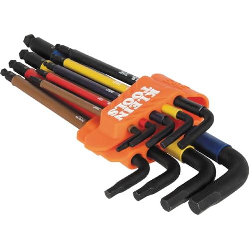 KLEIN TOOLS Klein Tools BLS9 Color-Coded Extra-Long L Style Hex Key Caddy Set SAE 9-Piece 25-Degree