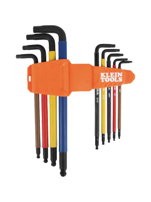 KLEIN TOOLS Klein Tools BLS9 Color-Coded Extra-Long L Style Hex Key Caddy Set SAE 9-Piece 25-Degree