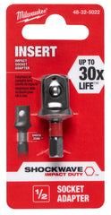 MILWAUKEE Milwaukee 48-32-5022 1/2 socket adapter 1/2 inch square drive 1/4 inch hex