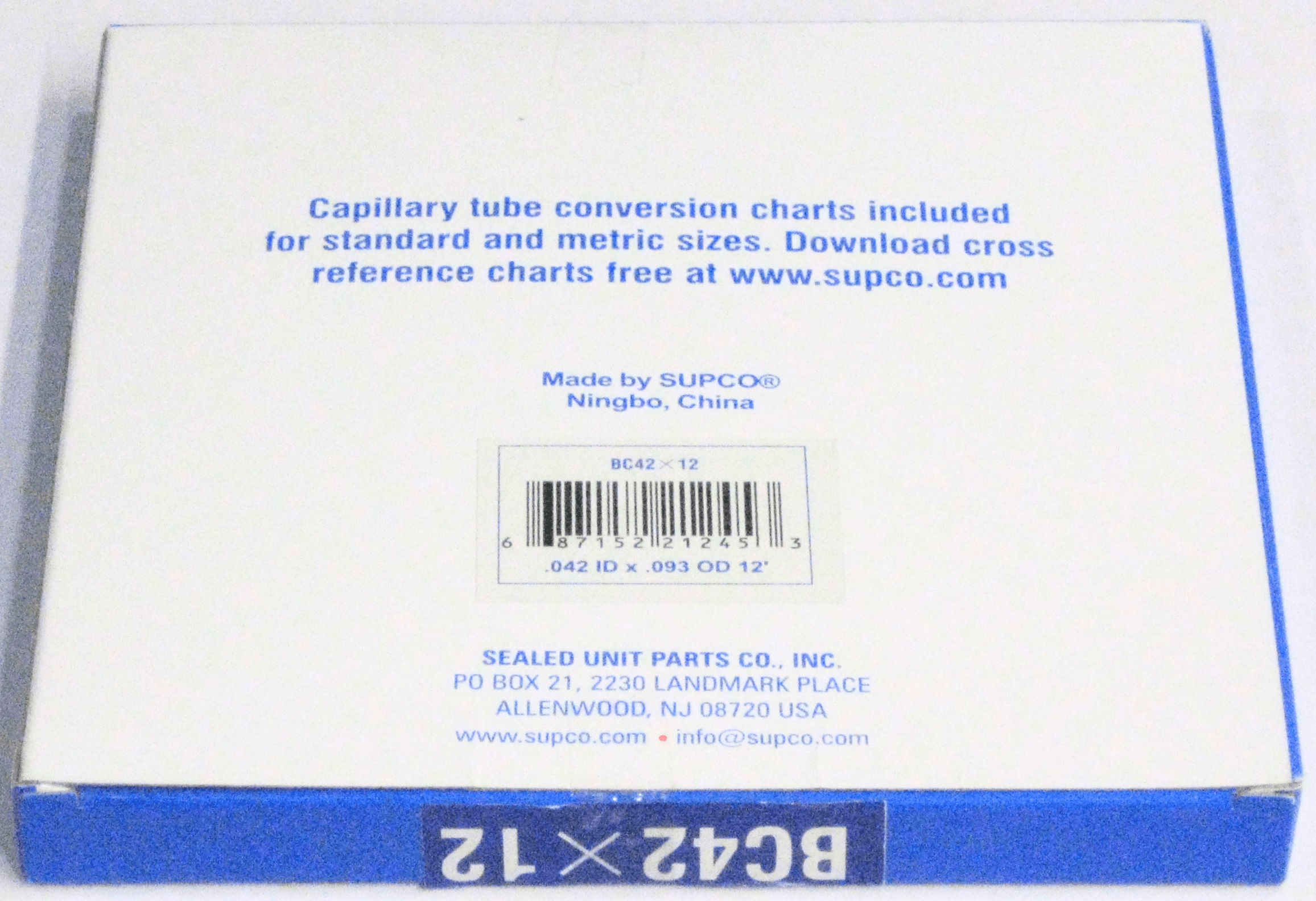 SUPCO Supco BC42X12 copper capillary tubing .042 x 12 feet