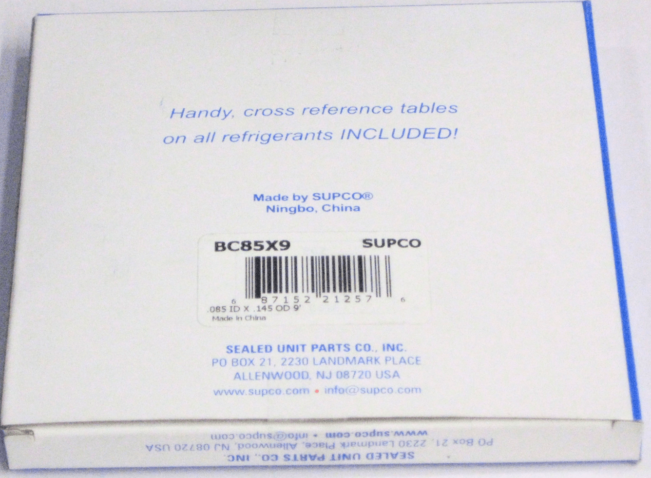 SUPCO Supco BC85X9 Cap Tube .085 ID X 9 FT