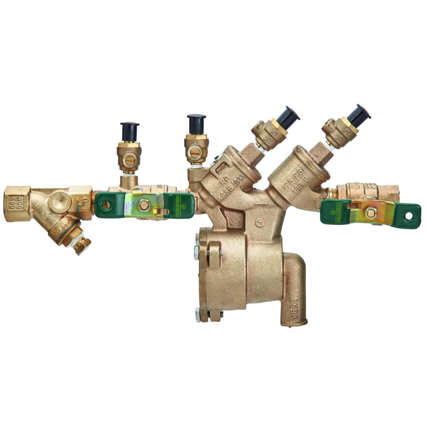 WATTS Watts F065377 1/2 In Lead Free Reduced Pressure Zone Backflow Preventer Assembly, Quarter Turn Ball Valves, Bronze Strainer, Backflow Flood Sensor