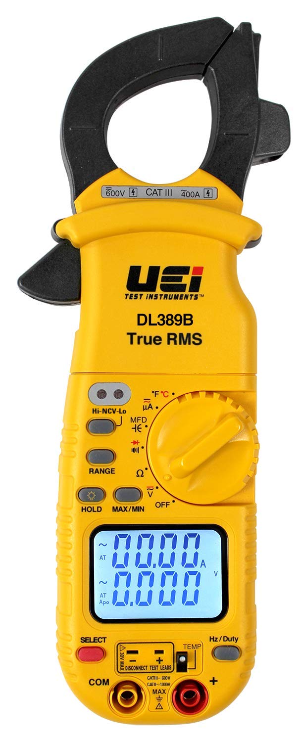 UEI TEST INSTRUMENTS Uei Test Instruments DL389B Digital True RMS Clamp Meter HVAC 4000 Counts Auto Ranging