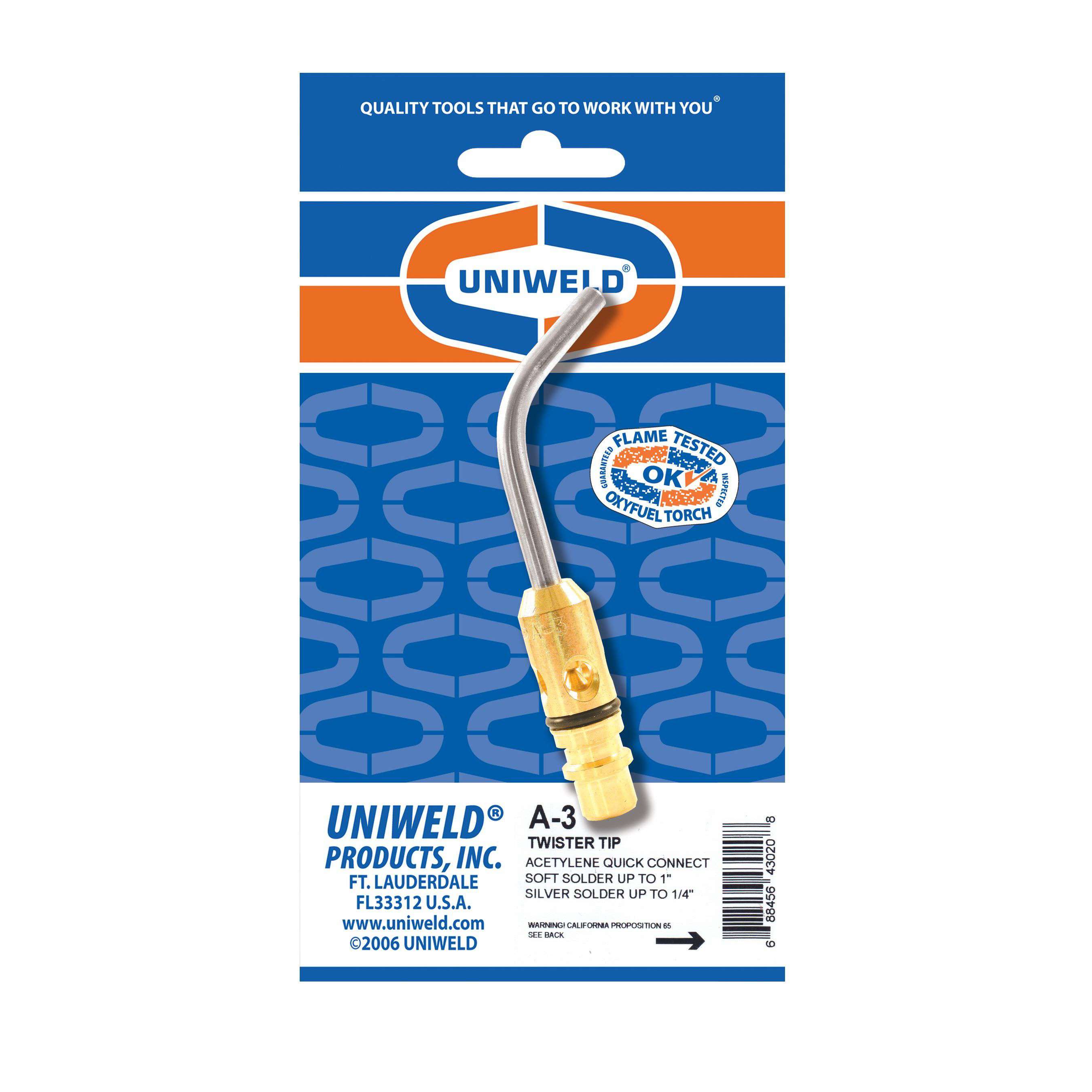 UNIWELD Uniweld A-3 acetylene twister tip quick connect up to 1in soldering & up to 1/2in brazing
