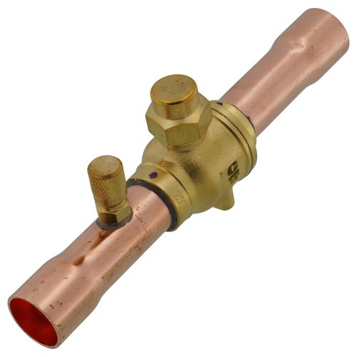 WHITE-RODGERS White-Rodgers 081070 Refrigeration Ball Valve w/ Access Valve, Brass Locking Seal Cap, Thread Holes 7/8 inches