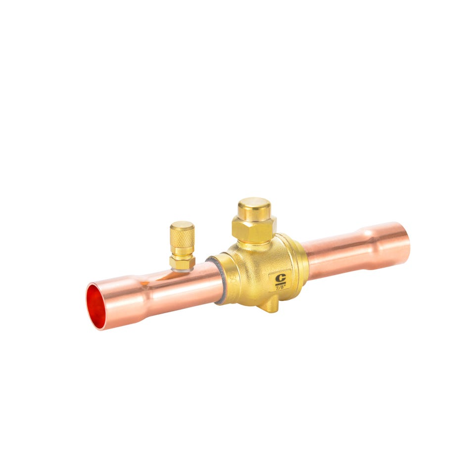 WHITE-RODGERS White-Rodgers 081068 bvss-058t refrigeration ball valve w/ access valve, brass locking seal cap, thread holes 5/8 inches odf