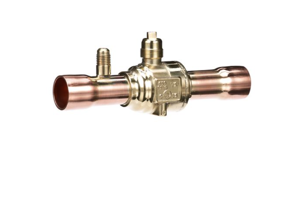 WHITE-RODGERS White-Rodgers 081016 5/8 inches ODF BVSS Series Refrigeration Ball Valve With Access Valve, Brass Locking Seal Cap
