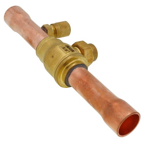 WHITE-RODGERS White-Rodgers 081016 5/8 inches ODF BVSS Series Refrigeration Ball Valve With Access Valve, Brass Locking Seal Cap