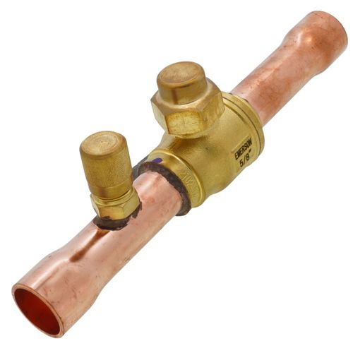 WHITE-RODGERS White-Rodgers 081016 5/8 inches ODF BVSS Series Refrigeration Ball Valve With Access Valve, Brass Locking Seal Cap