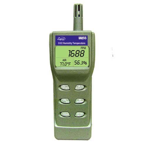 SUPCO Supco IAQ55 handheld indoor air quality monitor 0 to 2000 ppm 1 ppm resolution -75 ppm accuracy
