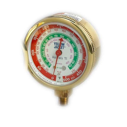 YELLOW JACKET Yellow Jacket 49067 heavy duty brass pressure manifold gauge (pack of 4 pcs)