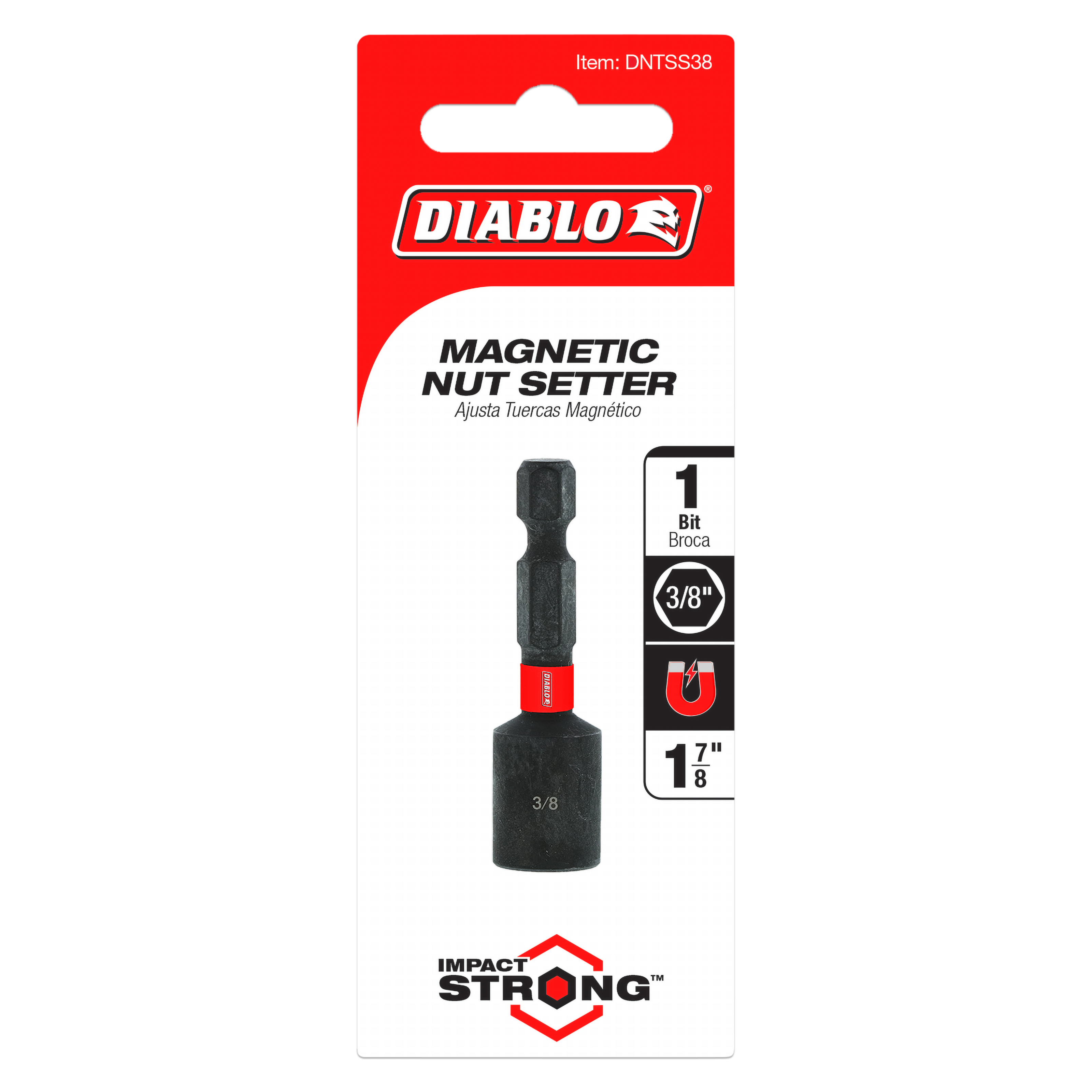 DIABLO Diablo DNTSS38 Magnetic 1/4 inches Hex Shank Nut Setter 3/8 inchesX1_7/8 inches