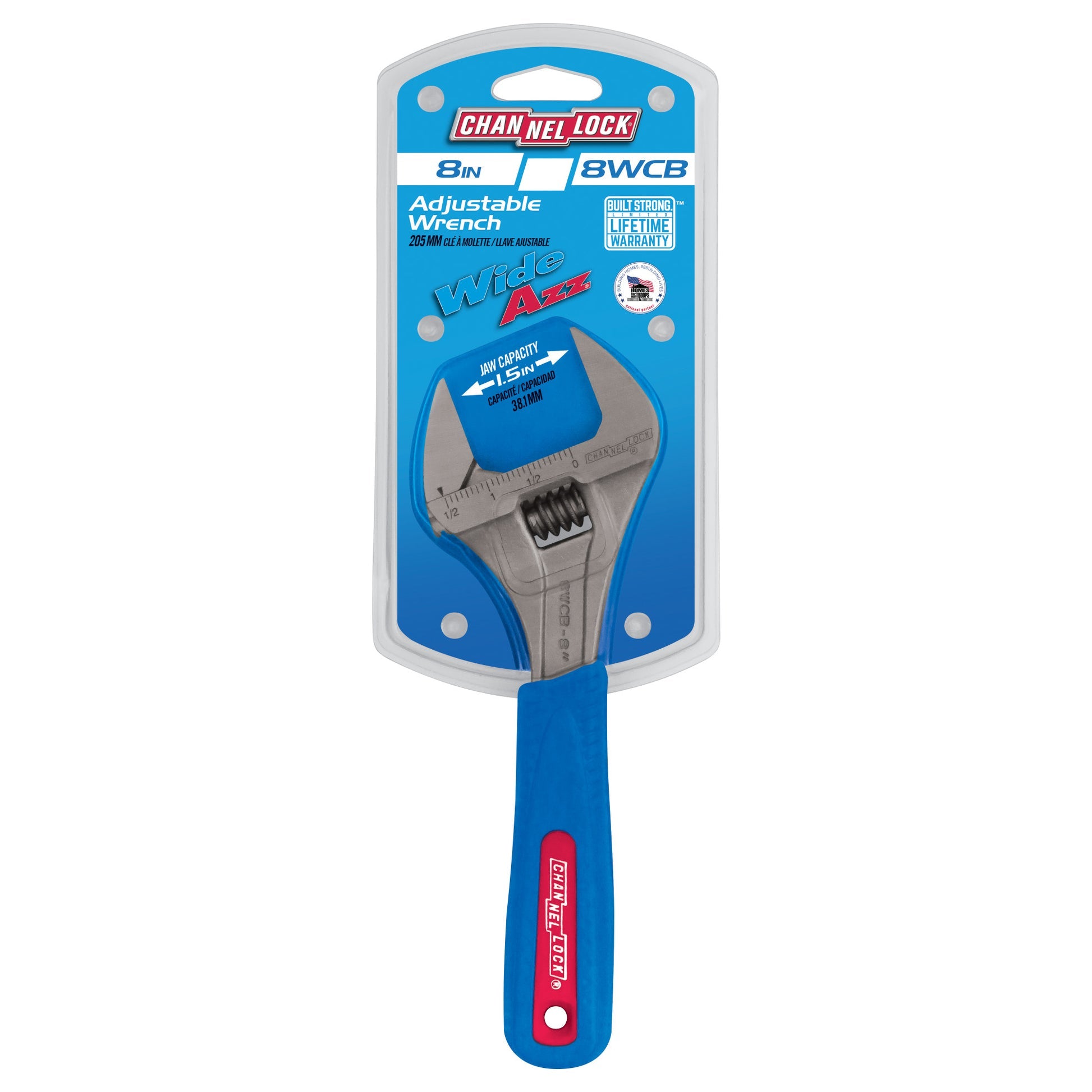 CHANNLOK Channlok 8WCB 8-inch Code Blue WideAzz Adjustable Wrench