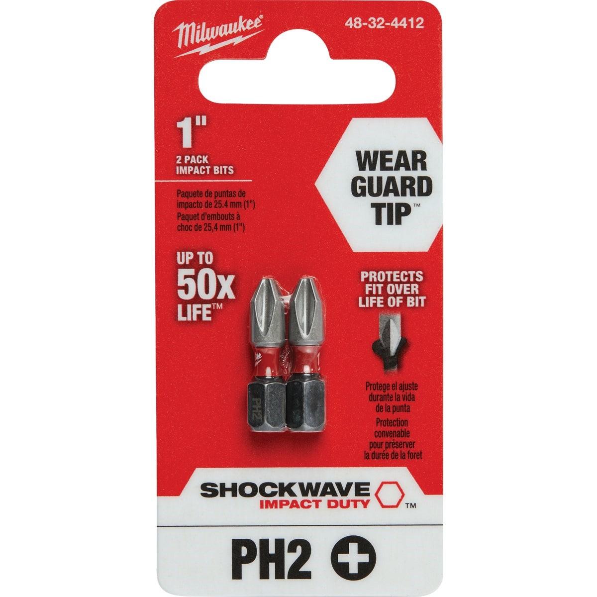 MILWAUKEE Milwaukee 48-32-4412 SHOCKWAVE #2 Phillips 1 in. Insert Impact Screwdriver Bit (2-Pack)