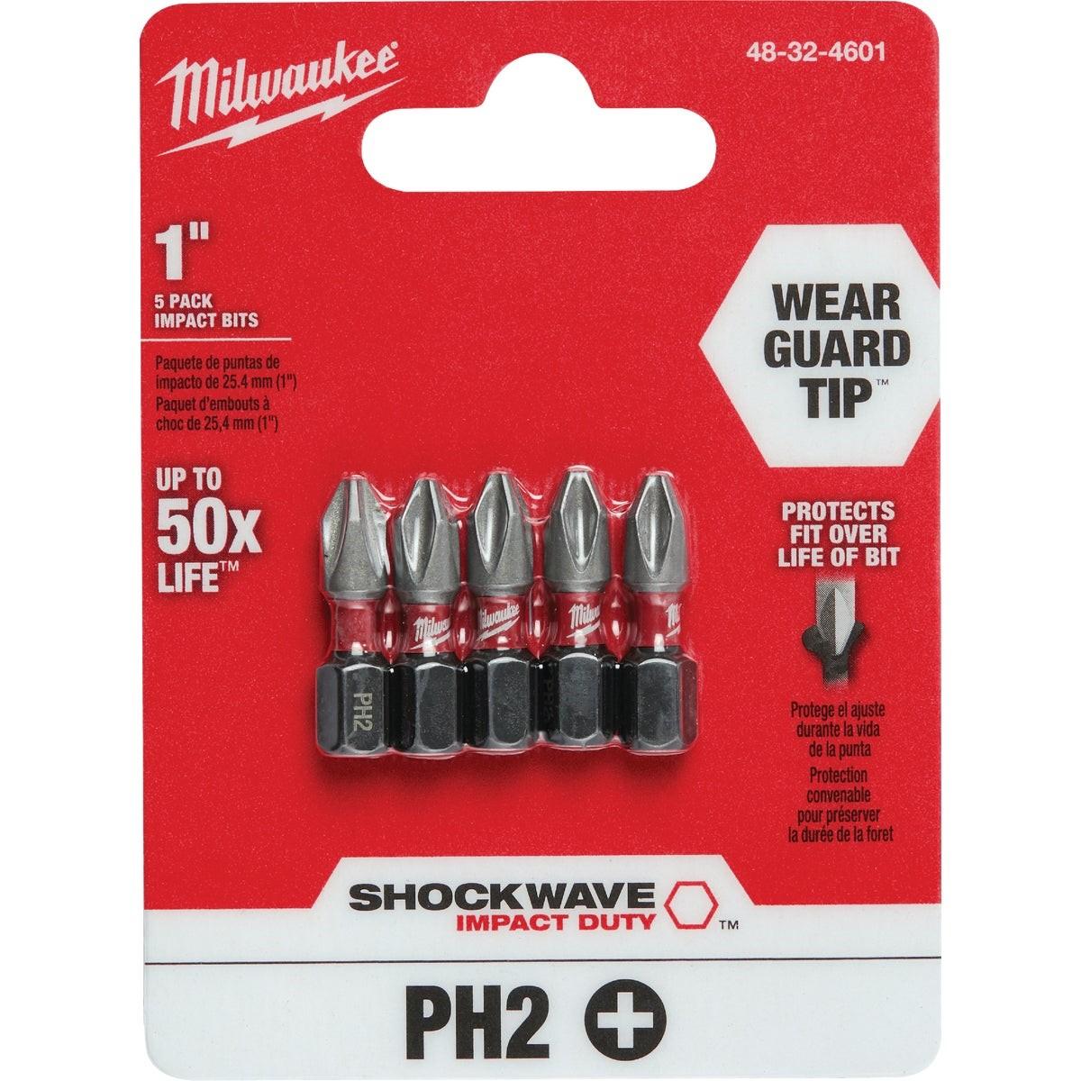 MILWAUKEE Milwaukee 48-32-4601 Shockwave #2 Phillips 1 In. Insert Impact Screwdriver Bit (5-Pack)