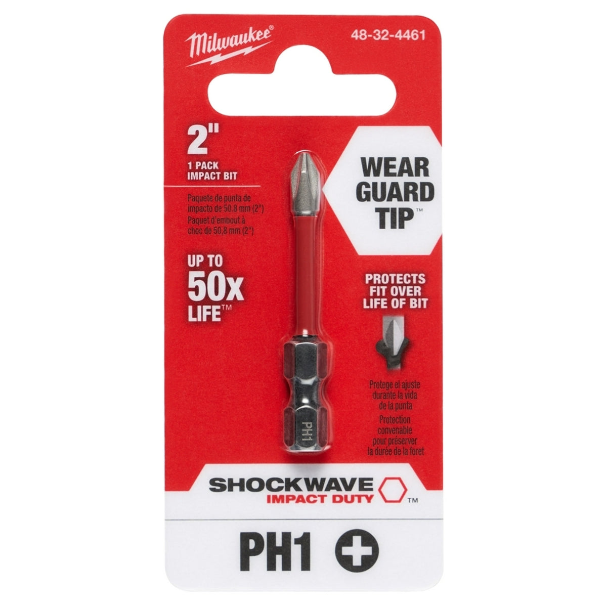 MILWAUKEE Milwaukee 48-32-4461 SHOCKWAVE Phillips Power Impact Screwdriver Bit #1 2 In.
