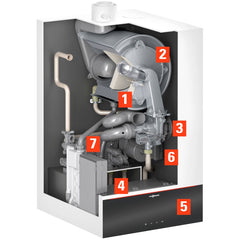 VIESSMANN Viessmann 7722777 Vitodens 100-W Gas Fired Wall Mounted Condensing Combi Boiler 199 Input MBtu 95% AFUE