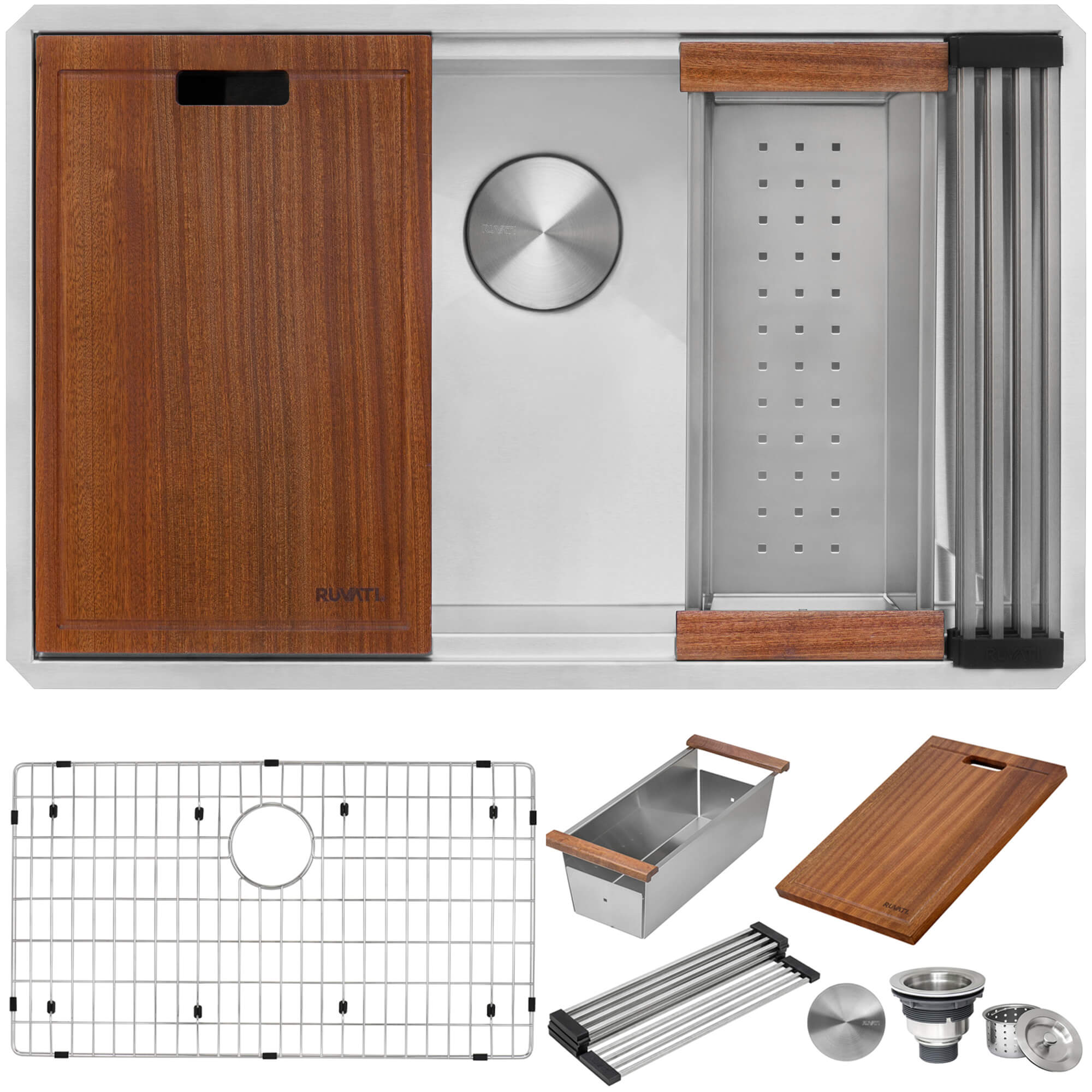 RUVATI Ruvati RVH8300 32-inch workstation ledge undermount 16 gauge stainless steel kitchen sink single bowl