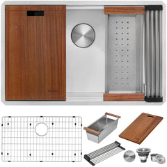 RUVATI Ruvati RVH8300 32-inch workstation ledge undermount 16 gauge stainless steel kitchen sink single bowl