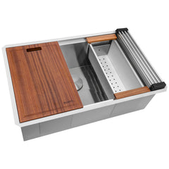 RUVATI Ruvati RVH8300 32-inch workstation ledge undermount 16 gauge stainless steel kitchen sink single bowl