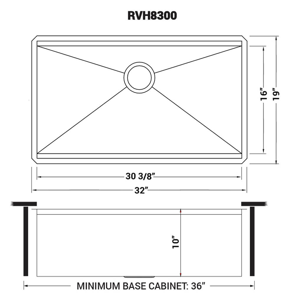 RUVATI Ruvati RVH8300 32-inch workstation ledge undermount 16 gauge stainless steel kitchen sink single bowl