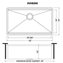 RUVATI Ruvati RVH8300 32-inch workstation ledge undermount 16 gauge stainless steel kitchen sink single bowl